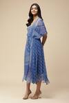 Aarke Ritu Kumar_Blue Polyester Geometric Print Kaftan Dress With Camisole_Online_at_Aza_Fashions