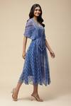Buy_Aarke Ritu Kumar_Blue Polyester Geometric Print Kaftan Dress With Camisole_Online_at_Aza_Fashions