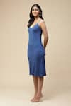 Shop_Aarke Ritu Kumar_Blue Polyester Geometric Print Kaftan Dress With Camisole_Online_at_Aza_Fashions