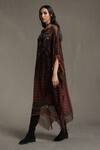 Ritu Kumar_Black Viscose Chiffon Printed Kaftan With Inner_Online_at_Aza_Fashions