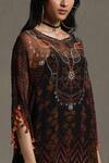 Shop_Ritu Kumar_Black Viscose Chiffon Printed Kaftan With Inner_Online_at_Aza_Fashions