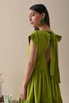 Shop_Kanelle_Green Cotton Round Neck Vivian Solid Two-tiered Maxi Dress_Online_at_Aza_Fashions