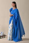 Buy_Kanelle_Blue Mulmul Half And Half Saree_Online_at_Aza_Fashions