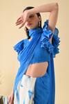 Shop_Kanelle_Blue Mulmul Half And Half Saree_Online_at_Aza_Fashions