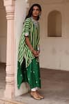 Buy_Avacara_Green Kaftan Silk Embroidered Marodi Striped Pattern And Pant Set  _Online_at_Aza_Fashions