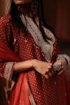 Avacara_Maroon Silk Cotton Embroidered Gota Embellished Bodice Kurta Set  _at_Aza_Fashions
