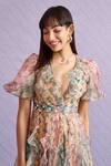 Pankaj & Nidhi_Multi Color Organza Karen Ruffle Maxi Dress_at_Aza_Fashions