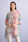 Pankaj & Nidhi_Multi Color Crepe Hand Embellishment Geometric Round Karen Tunic  _Online_at_Aza_Fashions