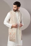 Kasbah_Beige Georgette Embroidered Geometric Long Nehru Jacket _Online_at_Aza_Fashions