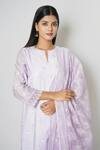 Buy_Kameez_Purple Chanderi Embroidered Floral Split V Neck Beautiful Spring Kurta Set _Online_at_Aza_Fashions