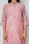 Shop_Kameez_Pink Chander Printed Floral Mandarin Collar Kurta _Online_at_Aza_Fashions