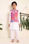 THE COTTON STAPLE_Pink Cotton Ikat Printed Bundi Kurta Set _Online_at_Aza_Fashions
