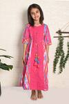 The Cotton Staple_Pink Cotton Rainbow Ikat Print Panelled Dress _Online_at_Aza_Fashions