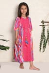 Buy_The Cotton Staple_Pink Cotton Rainbow Ikat Print Panelled Dress _Online_at_Aza_Fashions