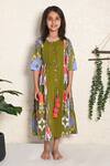 Buy_THE COTTON STAPLE_Green Cotton Tassels Peasant Waist Tie Dress _Online_at_Aza_Fashions