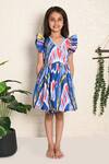 THE COTTON STAPLE_Blue Cotton Tassels Twister Flared Sleeve Dress _Online_at_Aza_Fashions