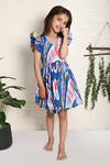 Buy_THE COTTON STAPLE_Blue Cotton Tassels Twister Flared Sleeve Dress _Online_at_Aza_Fashions