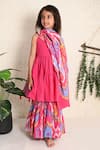 The Cotton Staple_Pink Cotton Tassels Picasso Solid Kurta Sharara Set _Online_at_Aza_Fashions