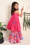 Shop_The Cotton Staple_Pink Cotton Tassels Picasso Solid Kurta Sharara Set _Online_at_Aza_Fashions