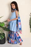 THE COTTON STAPLE_Blue Cotton Tassels Curly Printed Sharara Set _Online_at_Aza_Fashions