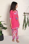The Cotton Staple_Pink Cotton Tassels Pumpkin Kurta With Ikat Print Pant  _Online_at_Aza_Fashions