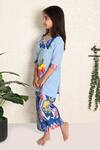 THE COTTON STAPLE_Blue Cotton Tassels Muffin Solid Kurta With Pant _Online_at_Aza_Fashions