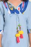 Buy_THE COTTON STAPLE_Blue Cotton Tassels Muffin Solid Kurta With Pant _Online_at_Aza_Fashions