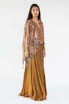 Nikita Vishakha_Orange Georgette And Organza Print Sequin Embellished Kaftan Top And Sharara Set _Online_at_Aza_Fashions