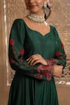 Buy_OMANA BY RANJANA BOTHRA_Emerald Green Anarkali And Trouser - Bamber Raw Silk Bagh Sleeve Set For Women_Online_at_Aza_Fashions