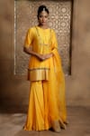 Omana By Ranjana Bothra_Yellow Cotton, Silk, Organza Gota Patti, Embroidery Noor Placement Kurta Set _Online_at_Aza_Fashions