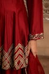 OMANA BY RANJANA BOTHRA_Red Chanderi Embroidery Zardozi Round Haya Short Anarkali Set _Online_at_Aza_Fashions