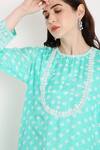 Buy_Bha Sha_Blue Muslin, Cotton, Satin Sequins, Beads Kimy Bandhani Print Tunic And Pant Set _Online_at_Aza_Fashions