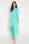 Shop_Bha Sha_Blue Muslin, Cotton, Satin Sequins, Beads Kimy Bandhani Print Tunic And Pant Set _Online_at_Aza_Fashions