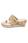 Kkarma Accessories Multi Color Embroidery Zardozi Platform Wedges Online at Aza Fashions Kkarma Accessories_Multi Color Embroidery Zardozi Platform Wedges _Online_at_Aza_Fashions