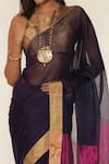 Buy_Mint N Oranges_Purple Chanderi Silk Handwoven Saree_Online_at_Aza_Fashions
