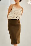 Shop_Kharakapas_Green Twill Cotton Solid Pencil Skirt  _Online_at_Aza_Fashions