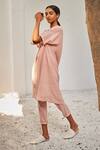 Buy_Kharakapas_Pink Gauge Cotton Solid Round Heart Lock Co-ord Set  _Online_at_Aza_Fashions