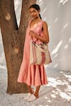 Shop_Kharakapas_Pink Linen Scoop Neck Soft Gaze Flared Dress  _Online_at_Aza_Fashions