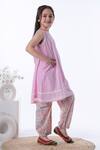 Kalp_Pink Cotton Embroidery Liba Neckline Kurta And Pant Set _Online_at_Aza_Fashions