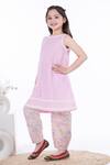 Buy_Kalp_Pink Cotton Embroidery Liba Neckline Kurta And Pant Set _Online_at_Aza_Fashions