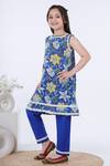 Buy_Kalp_Blue Cotton Embroidery Samrina Floral Print Kurta And Pant Set _Online_at_Aza_Fashions
