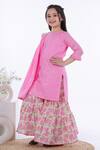 Buy_Kalp_Pink Cotton, Lurex Embroidery, Gota Patti Gulbahar Kurta Sharara Set_Online_at_Aza_Fashions