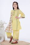 Buy_Kalp_Yellow Cotton, Lurex Embroidery, Gota Patti Zard Kurta Set With Printed Dupatta _Online_at_Aza_Fashions