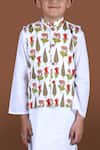 Buy_Kalp_White Cotton Botanical Print Bundi And Kurta Set _Online_at_Aza_Fashions