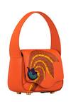 Aranyani_Orange Thread And Cut Dana Embroidered The Kesuda Flower Top Handle Bag_Online_at_Aza_Fashions