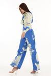 Shop_Koai_Blue Poplin Cotton Floral Pattern Pant _Online_at_Aza_Fashions