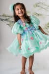 Lil Angels_Green Organza Embroidered Floral Dress _Online_at_Aza_Fashions