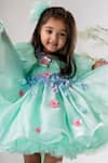 Buy_Lil Angels_Green Organza Embroidered Floral Dress _Online_at_Aza_Fashions