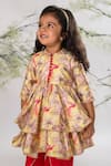 Lil Angels_Multi Color Cotton, Kota Doria Bird Of Paradise Peplum Top And Dhoti Pant Set _Online_at_Aza_Fashions
