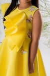 Lil Angels_Yellow Scuba Embroidered Sequins Dress With Butterflies _Online_at_Aza_Fashions